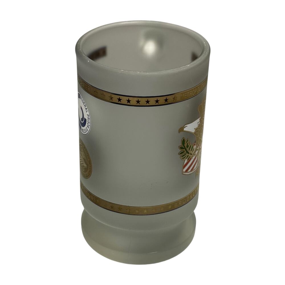 Federal Bureau of Prisons MDC Brooklyn Frosted Glass Stein Kapan Kent - Picture 8 of 9